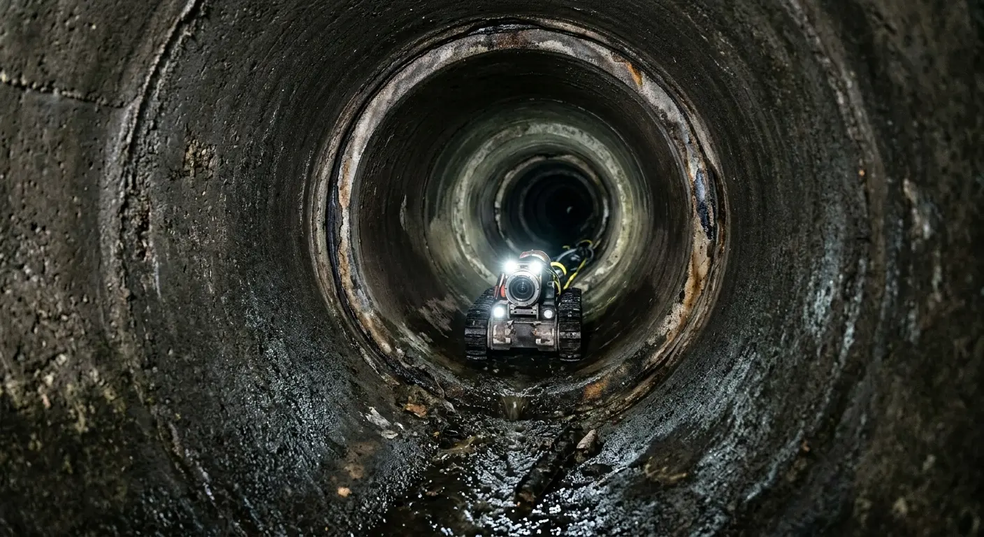 Robotic sewer camera inspecting pipe interior for Sewer Line Cleaning in Maxatawny